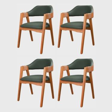 Imagem de Conjunto 4 Cadeiras Madeira 100% Maciça, Estofada E Braço Com Corda Náutica Bélgica Living