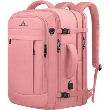 Imagem de Mochila de viagem para laptop AREYTECO 50L resistente à água rosa