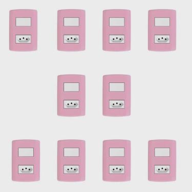 Imagem de Conjunto de 10 Interruptores de 1 Tecla Simples e Tomada 2p + t 20A, Modular, com Placa 4x2 e