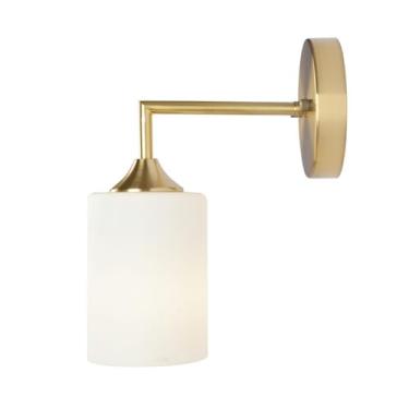 Imagem de HOSETEON Arandela de parede dourada moderna, vidro, lâmpada de montagem de parede, luminária de parede simples, arandelas com fio E27 r g quarto