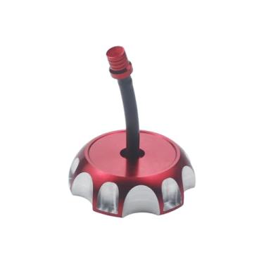 Imagem de Adsspro Tampa do tanque de combustível de motocicleta com mangueira de ventilação de ar para CRF250R CRF250X CRF450X CRF 250R 250X 450X TRX450R TRX 450R 400EX 2005-2010 Motor Dirt Pit Bike (vermelho)