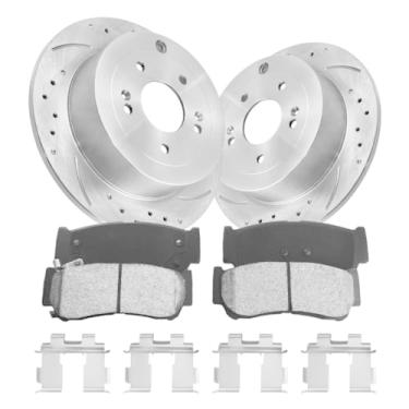 Imagem de GAIASURGE Kit De Pastilhas E Rotores Freio Traseiros, Compatível Com Hyundai Santa Fe 2007-2009 | Ranhurados Perfurados A Disco Original 302 Mm (11,9 Pol.) 31441 D1297-8414