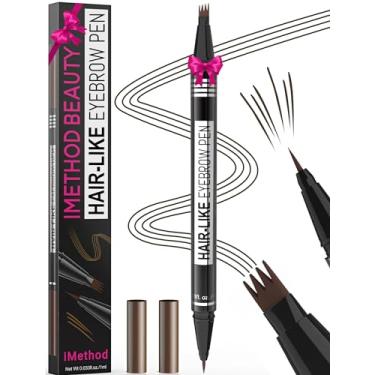 Imagem de iMethod Caneta Para Sobrancelhas Microblading - Lápis De Sobrancelhas Mágico 2 Em 1 Com Ponta Dupla Para Mulheres, Com 4 Pontas Em Garfo E Ponta De Pincel Precisa, Cria Sobrancelhas Naturais Como P