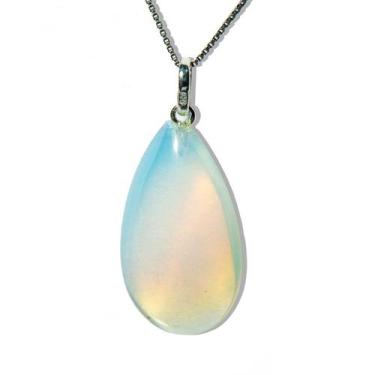 Imagem de Colar Gota Pedra da Lua Opalina Castoação Pino Prata 950 - CristaisdeC