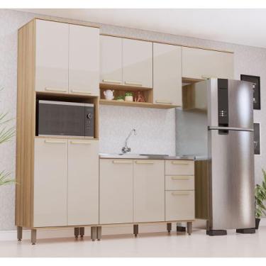 Imagem de Cozinha Modulada Compacta 4 Peças sem Tampo Isis Luciane Móveis, Avelã