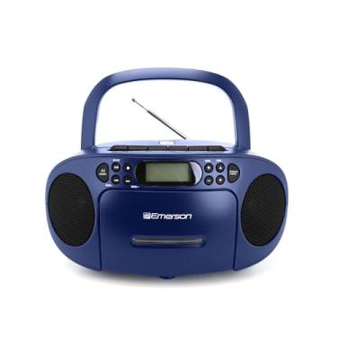 Imagem de Emerson Cd Player Portátil Boombox Com Tocador De Cassete Combinado, Gravador De Fita, Rádio Am/Fm, Aux, Entrada Para Fone De Ouvido, Alto-Falantes Duplos, Ca/Cc E Operado Por Bateria - Sistema Esté