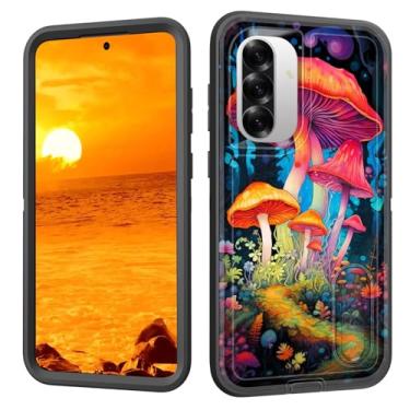 Imagem de BFUKVOU Capa para Galaxy A36/A56 5G com suporte embutido, à prova de choque/poeira/queda, 3 camadas, capa protetora de grau militar para Samsung Galaxy A36/A56 5G de 6,7 polegadas, cogumelos mágicos