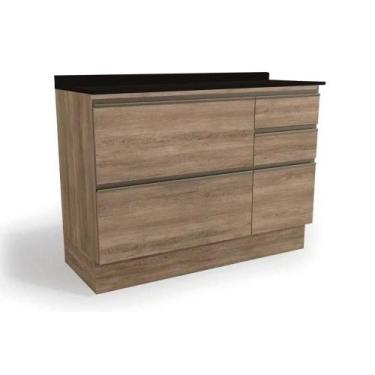 Imagem de Gabinete p/ Pia Cozinha Balcão c/ Tampo Maxxi G746 c/ 1 Porta e 4 Gave