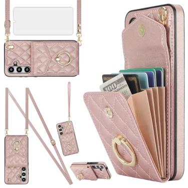 Imagem de Asuwish Capa de telefone para Samsung Galaxy S24 FE 5G capa carteira com protetor de tela de vidro temperado e alça de pulso transversal anel com bloqueio de RFID suporte de cartão celular S 24 EF AI