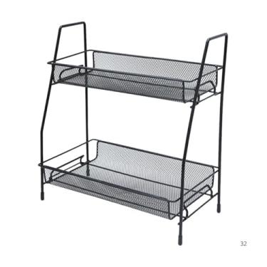 Imagem de Organizador Multiuso Aramado Para Cozinha, Banheiro, Quarto, Cosmeticos E Outros 2 Prateleiras 32x17x31,5 CM (Preto)