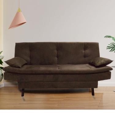 Imagem de Sofá Cama 3 Lugares Com Almofadas 180Cm Rafaela Suede Marrom