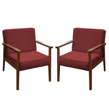 Imagem de Kit 2 Poltronas Decorativa Recepção Vitória Suede Vermelho