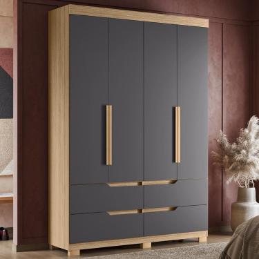 Imagem de Guarda Roupa Doble Quarto Com 4 Portas E 4 Gavetas Nature/titanium Nature/titanium