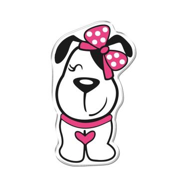 Imagem de Adesivo Decorativo Em Relevo Fácil Aplicação Cachorrinha Laço Cor Branco