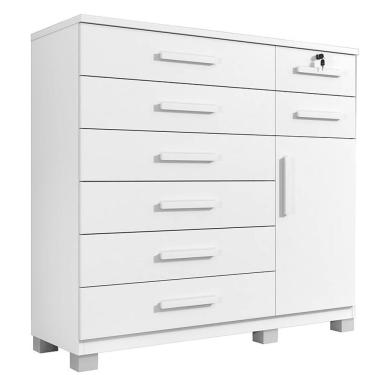Imagem de Comoda New Vitoria Quarto Com 8 Gavetas E 1 Porta Branco Branco
