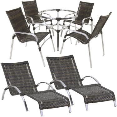 Imagem de 4 Cadeiras E Mesa 2 Espreguiçadeiras E Mesa Trama Original Pedra Ferro