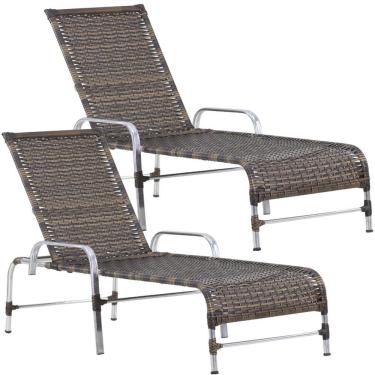Imagem de Kit 2 Espreguiçadeiras Catar Em Alumínio Trama Original Argila