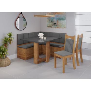 Imagem de Canto Baú Texas Com 1 Mesa Retangular E 2 Cadeiras Dalas Mel-grafite