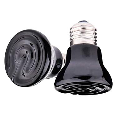 Imagem de Qixivcom Pacote Com 2 Lâmpadas De Aquecimento Cerâmica Preta 50 W, Mini Para Répteis E26/E27, Emissor Infravermelho, Sem Luz, Lagartos, Chocadeiras, Galinheiros, Aquários, Habitats Tartarugas