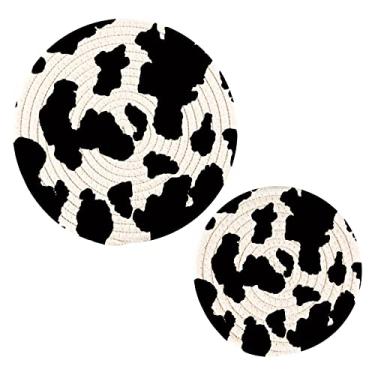 Imagem de Qilmy Conjunto De 2 Pegadores Panela Cow Kitchen, Suportes Redondos Resistentes Ao Calor Para Pratos Quentes, Panelas E Frigideiras, 18 Cm + 23