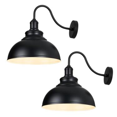 Imagem de ALAISLYC Pacote Com 2 Luzes De Parede Externas 14" Para Arandela Externa Celeiro, Luminária Montagem Em Lanterna, À Prova D'Água, Lâmpadas Pretas, Lumiere, Varanda Externa, Porta Garagem, Pátio, Da
