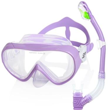 Imagem de EXP VISION Conjunto De Snorkel Infantil, Máscara Mergulho Infantil Antiembaçante, Óculos Natação Secos, Equipamento Para Crianças, Meninos E Meninas 4 A 14 Anos (Conjunto Roxo)