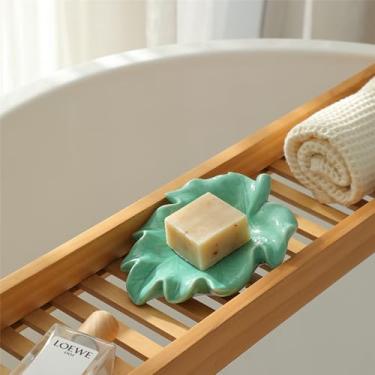 Imagem de Ankah Saboneteira De Folha Cerâmica, Caixa Decorativa Com Suporte Para Ralo, Fácil Cuidar, Mantém Seco, Bandeja Anti-Mofo Chuveiro, Banheiro E Cozinha