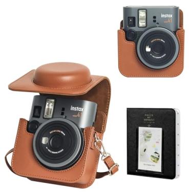 Imagem de WOGOZAN Capa protetora Mini 41 para câmera instantânea Fujifilm Instax Mini 41, capa retrô de couro PU Mini 41 com 64 mini álbum de fotos e alça de ombro ajustável (sem câmera) - marrom
