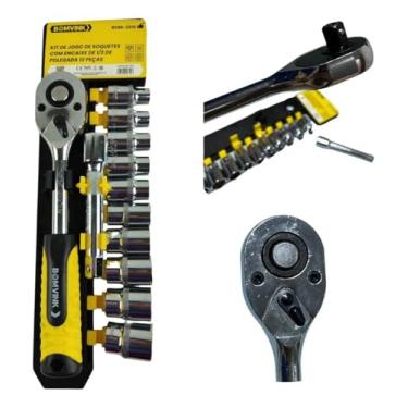 Imagem de Jogo Chave Soquete Com Catraca Reversível Sextavados de 1/2 do 10 ao 22mm 12 Pcs