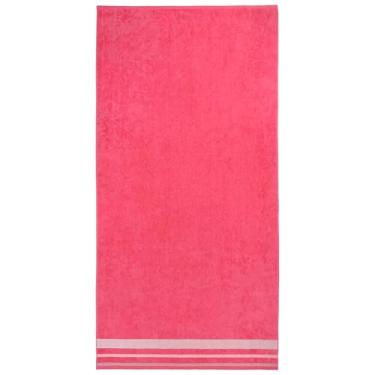 Imagem de Kaufman – Toalhas de praia listradas aveludadas macias de 89 cm x 178 cm | Absorventes, de secagem rápida | Toalhas de praia grossas 100% algodão (rosa)