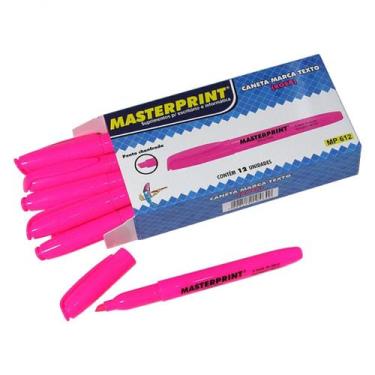 Imagem de Caixa com 12 Caneta Marca Texto Rosa Masterprint, Rosa