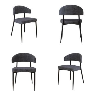 Imagem de 4 Unidades Cadeira Bless Fixa C/4 Pés 53 X 55 X 78cm. Lautrec Grafite Lautrec Grafite