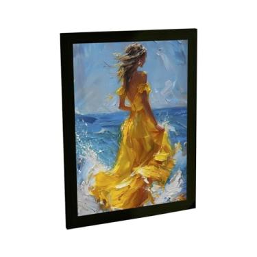 Imagem de Quadro Decorativo Mulher De Amarelo Ilustração Pintura Decoração Poster Quarto Sala
