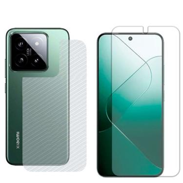 Imagem de Película Hidrogel + Adesivo Fibra De Carbono Para Xiaomi 14 Pro - Transparente