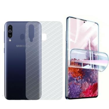 Imagem de Película Hidrogel + Adesivo Fibra De Carbono Para Samsung Galaxy M30 - Transparente