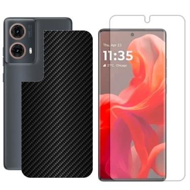 Imagem de Película Hidrogel + Adesivo Fibra De Carbono Para Motorola Moto G85 5g - Preta