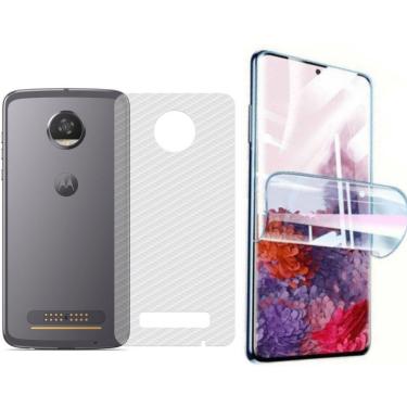 Imagem de Película Hidrogel + Adesivo Fibra De Carbono Para Motorola Moto Z2 Play - Transparente
