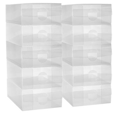 Imagem de Sawysine Caixa de sapato masculina de plástico transparente, empilhável, organizador de sapatos, recipientes dobráveis e resistentes para armário, apartamentos, pequenos espaços, dormitório e quarto
