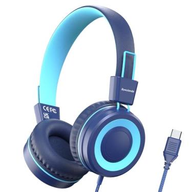 Imagem de Bywulanda Fone de ouvido infantil USB tipo C atualizado para escola, volume limitado de 94 dB, som estéreo HD