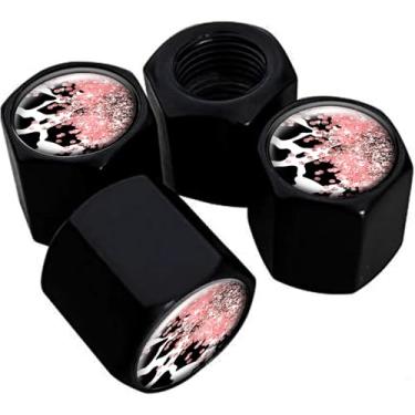 Imagem de Tampas de haste de válvula de pneu de metal, pacote com 4, tampas de haste de roda de carro, tampas de válvula de ar universais de alumínio para carros, caminhões, SUVs, bicicletas, motocicletas