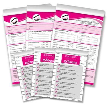 Imagem de Fichas de Anamnese Cílios Alongamento Bloco Cuidado Cliente - Sonar