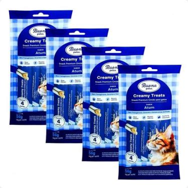 Imagem de Kit 4 Sachê Sabor Atum - 56G Para Gatos Buona Petix Creamy