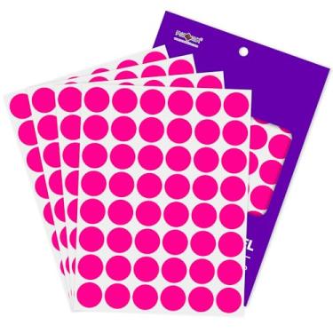 Imagem de PARLAIM Adesivo redondo fluorescente rosa de 2,5 cm, 720 peças, adesivo permanente, código de cores, etiquetas adesivas para escritório, sala de aula, garagem