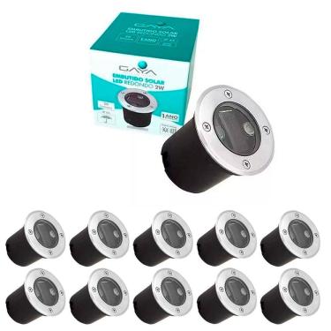 Imagem de 10x Embutido Solar Led Redondo 2w Luz Verde Prova D`água