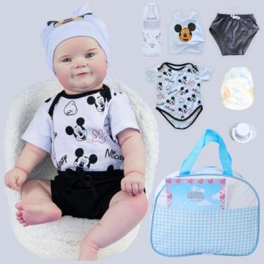 Imagem de Bebê Realista Boneco Reborn Mickey Corpinho Siliconado Pode Dar Banho 