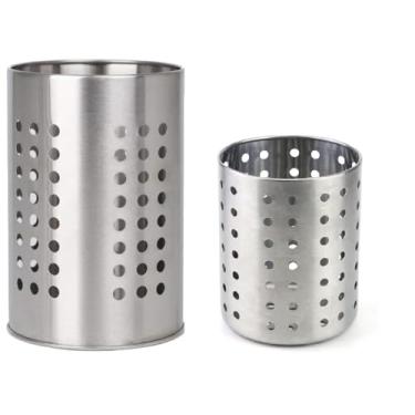 Imagem de Escorredor de Talheres Inox Prata Redondo Clink Porta Talheres Kit Grande e Pequeno