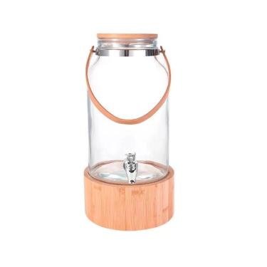 Imagem de Suqueira De Vidro E Bambu C/ Alca De Couro Vd23240