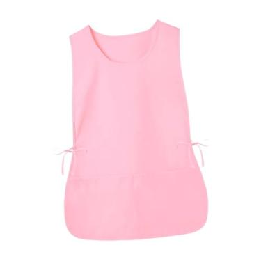 Imagem de Ｂｅｓｇａ de bata, de sapateiro com 2 bolsos, gravatas laterais para homens e mulheres, babador de garçom para artistas, barbeiro, café, salão, Rosa