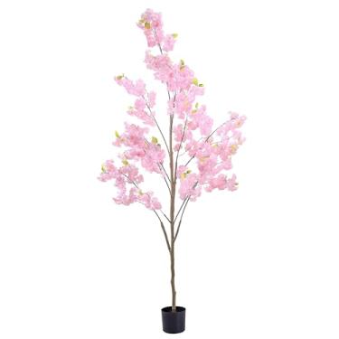 Imagem de Decoração de árvore de cerejeira artificial: árvore de cerejeira falsa rosa de 2,8 m de altura feita à mão - árvore Sakura de seda realista para festa de casamento, Natal, decoração interna e externa
