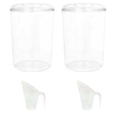 Imagem de Kit 2 Potes Acrílico Redondo 12 Litros C/ 2 Conchas de 600ml - Ex Pote